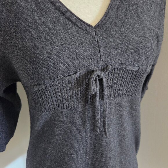 Max Studio Long Sweater Womens SP Small Petite Gray Short Sleeve Top V-Neck - Picture 3 of 11